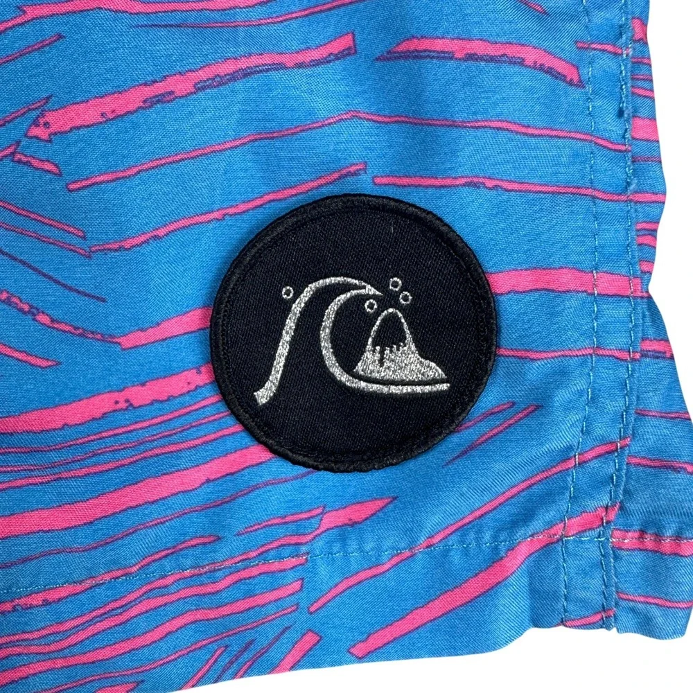 Quiksilver Mens Volley Board Shorts Blue Pink Abstract Swim Trunks Size L